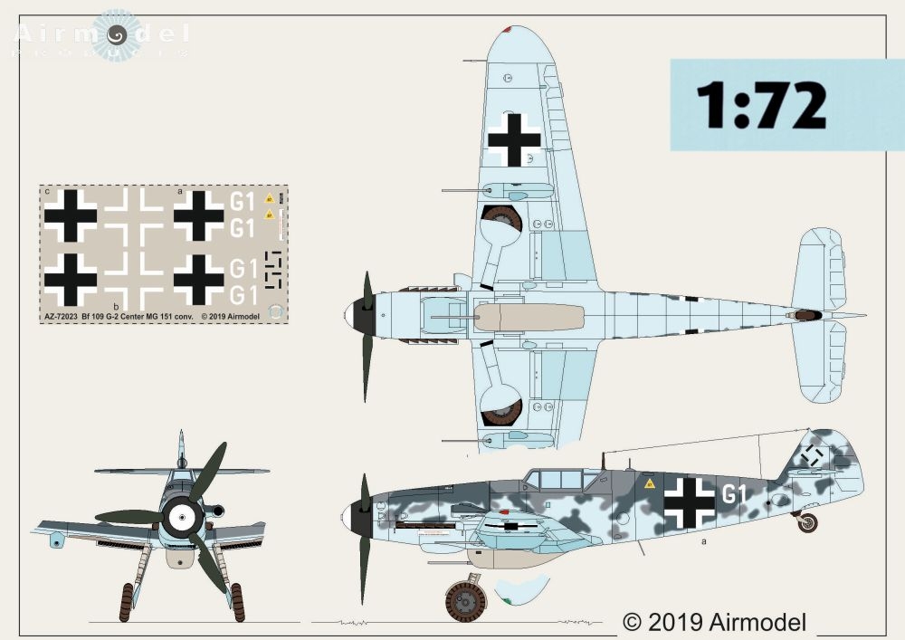 Bf 109 G-2 Center MG 151/20 & 2 wing gondolas conversion 1/72